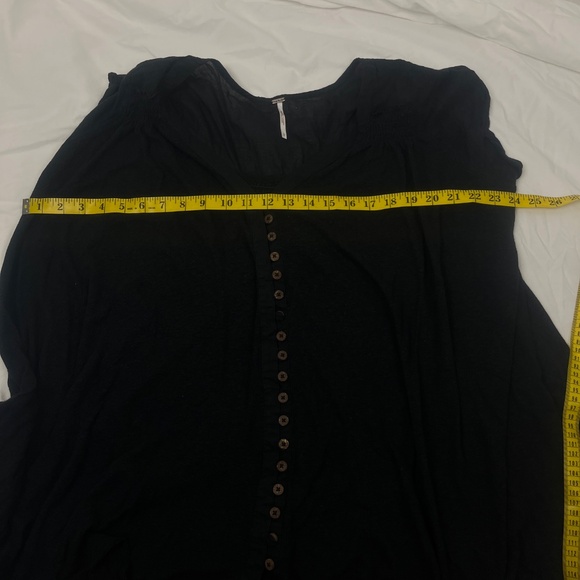 Free People Women’s Highland Linen Tunic Top Sz Large Button Up Hi-Low Black - Picture 16 of 16